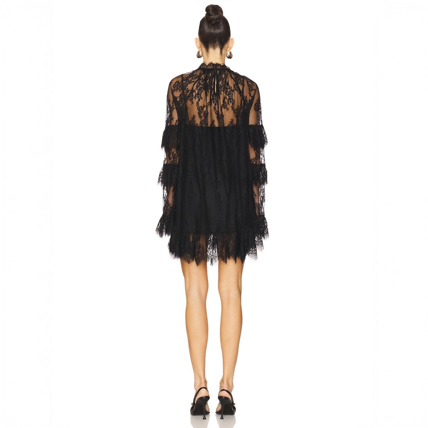 Douni Sheer Lace High-Neck Mini Dress