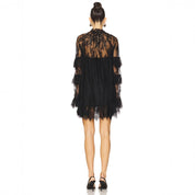 Douni Sheer Lace High-Neck Mini Dress