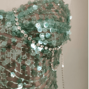 Emerald Rhinestone Strap Mini Dress