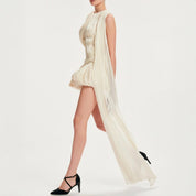 Escalibur One-Shoulder Pleated Mini Dress