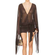 Faint Ruched Tie-Back Mini Dress