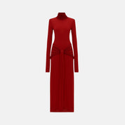 Galiard High-Neck Long-Sleeve Maxi Dress