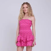 Gummy Embroidered Strapless Mini Dress