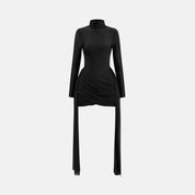 Langnar High-Neck Tulle Panel Mini Dress