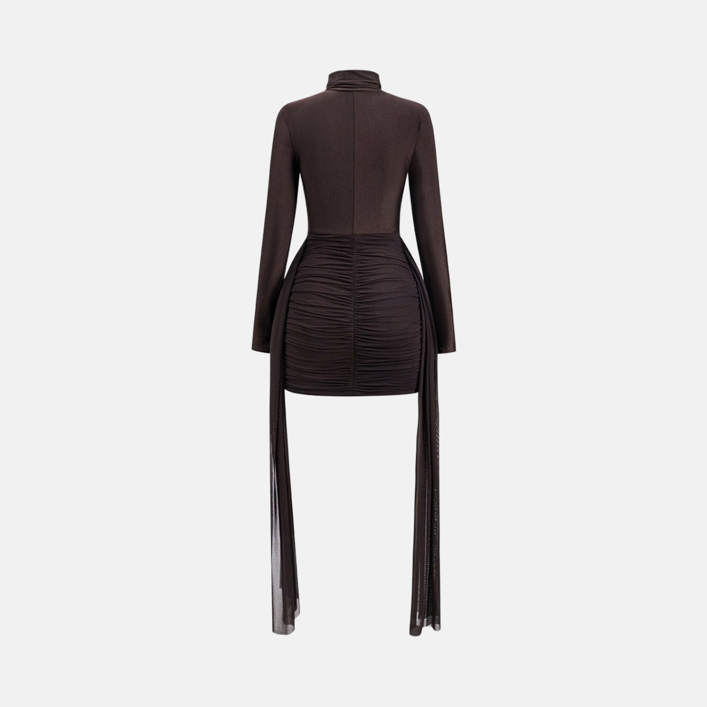 Langnar High-Neck Tulle Panel Mini Dress