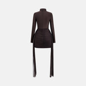 Langnar High-Neck Tulle Panel Mini Dress