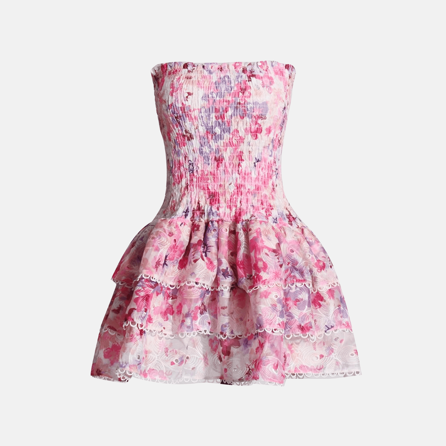 Lily Embroidered Strapless Mini Dress