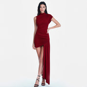 Limpz Asymmetric High-Neck Maxi Dress