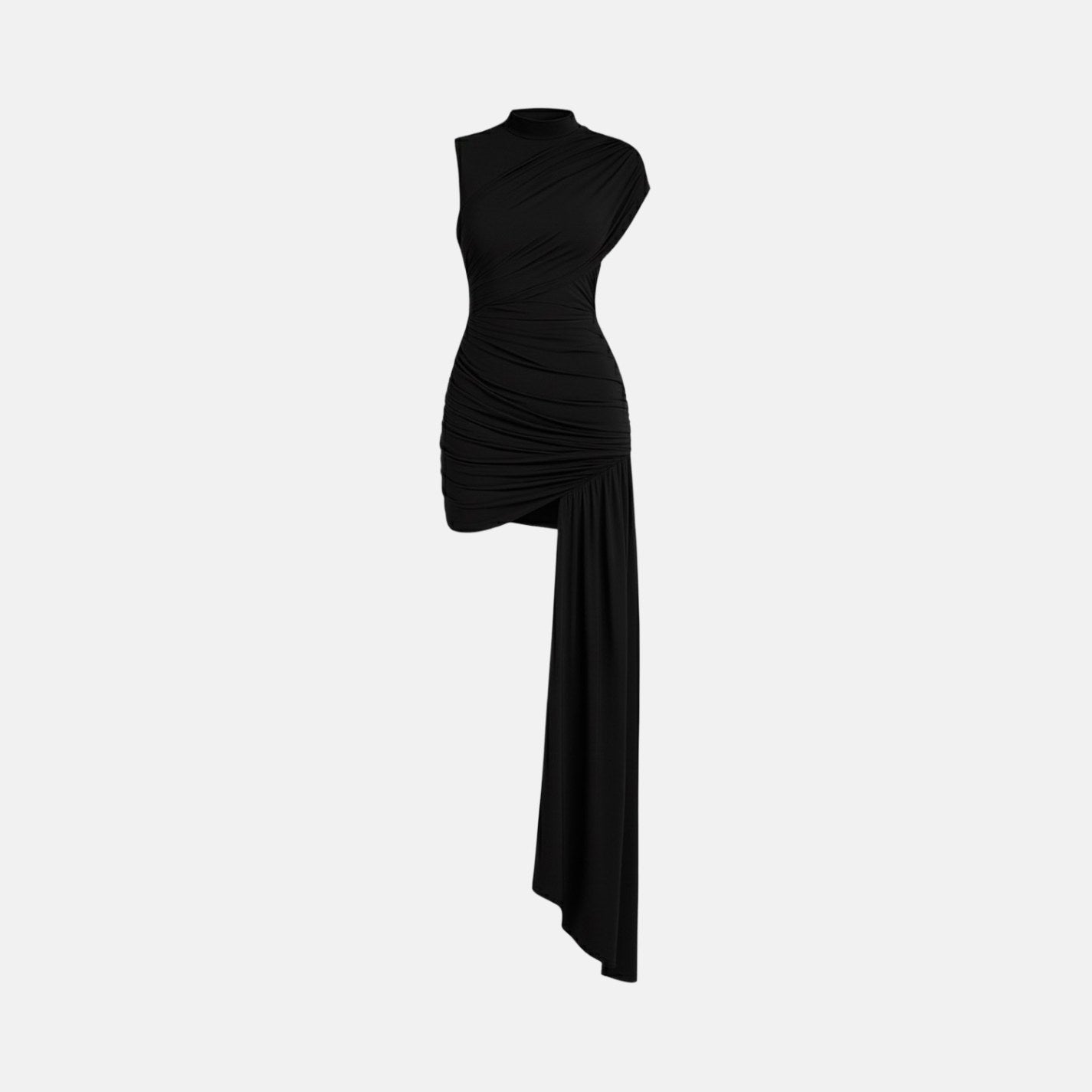 Limpz Asymmetric High-Neck Maxi Dress
