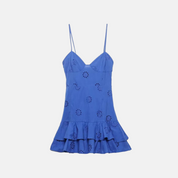 Ocean Cutwork Ruffle Mini Dress
