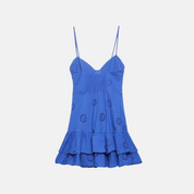 Ocean Cutwork Ruffle Mini Dress