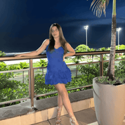 Ocean Cutwork Ruffle Mini Dress