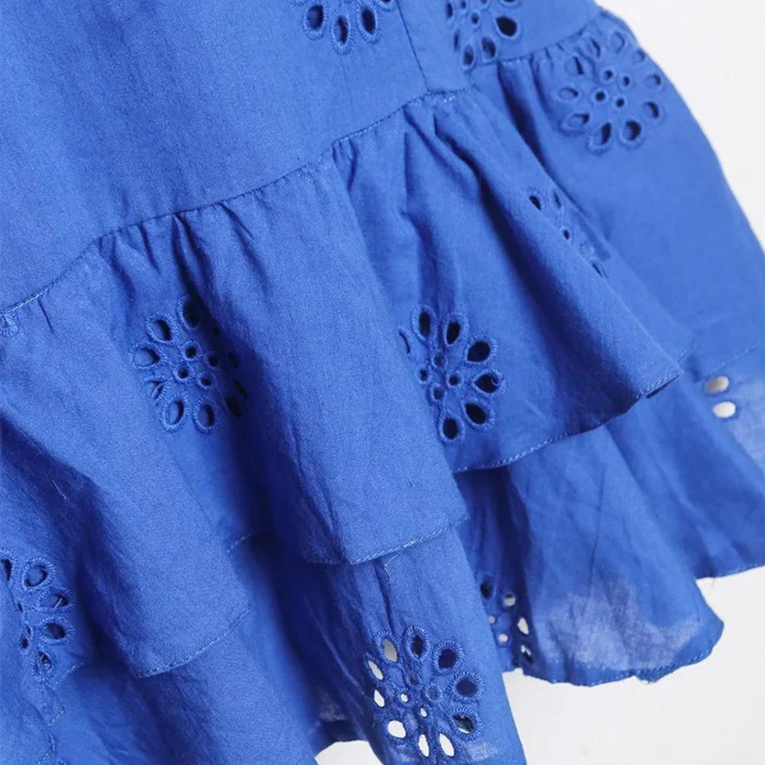 Ocean Cutwork Ruffle Mini Dress