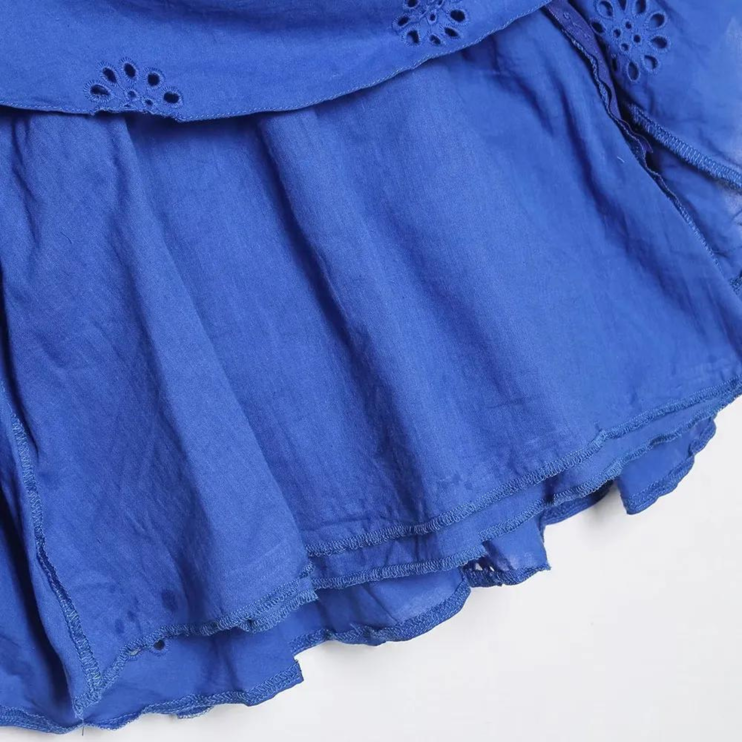 Ocean Cutwork Ruffle Mini Dress