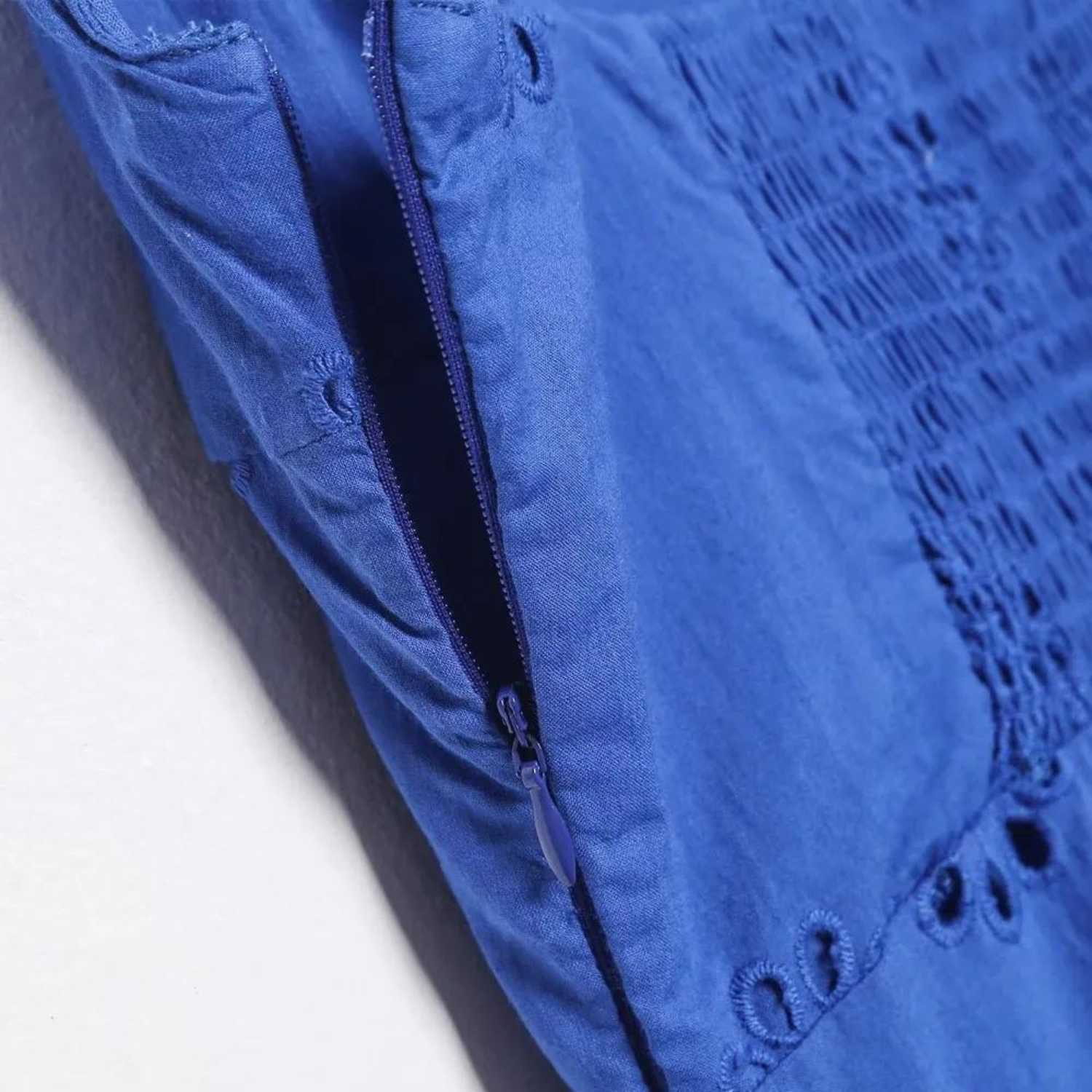 Ocean Cutwork Ruffle Mini Dress