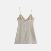 Pedraria Embellished Linen Dress