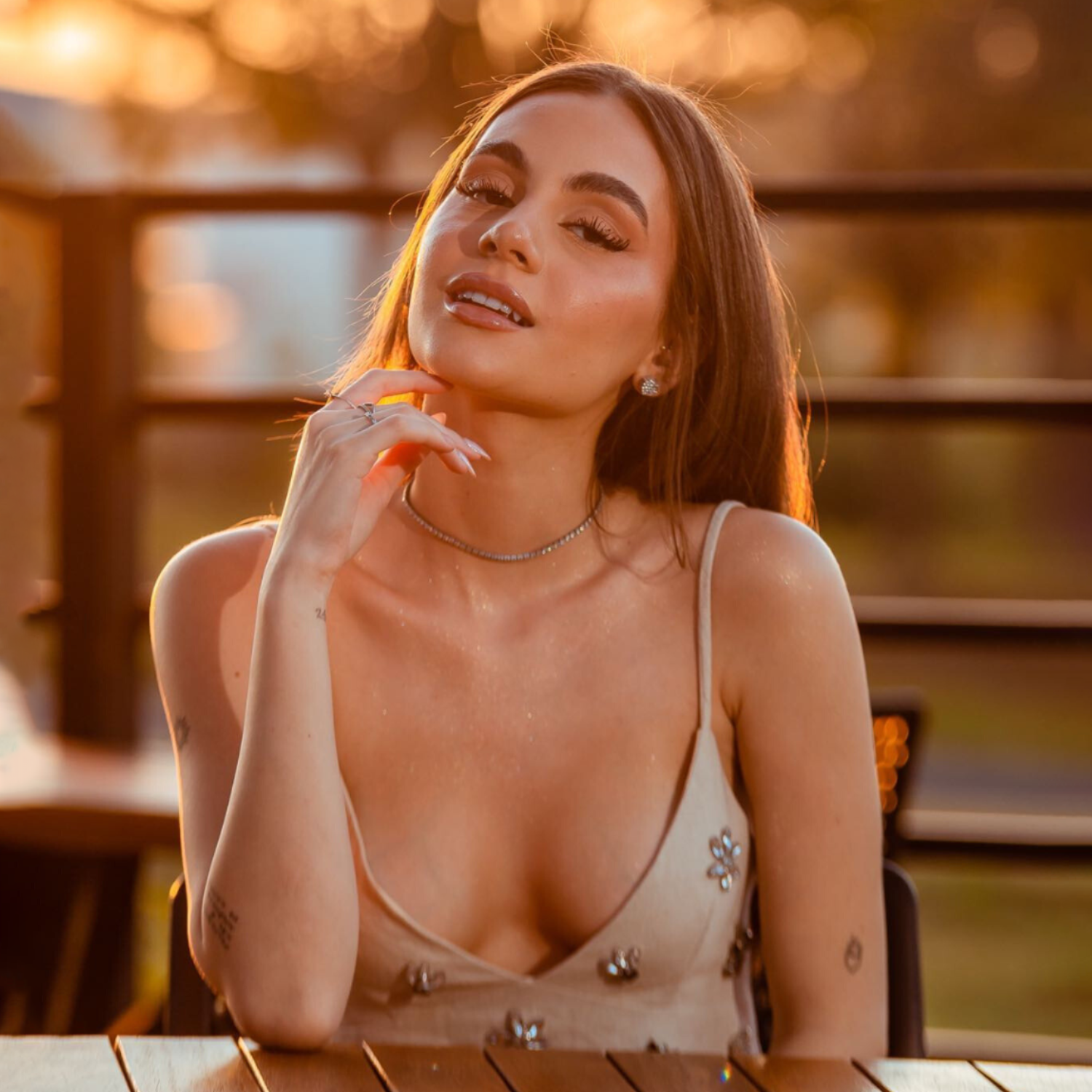 Pedraria Embellished Linen Dress