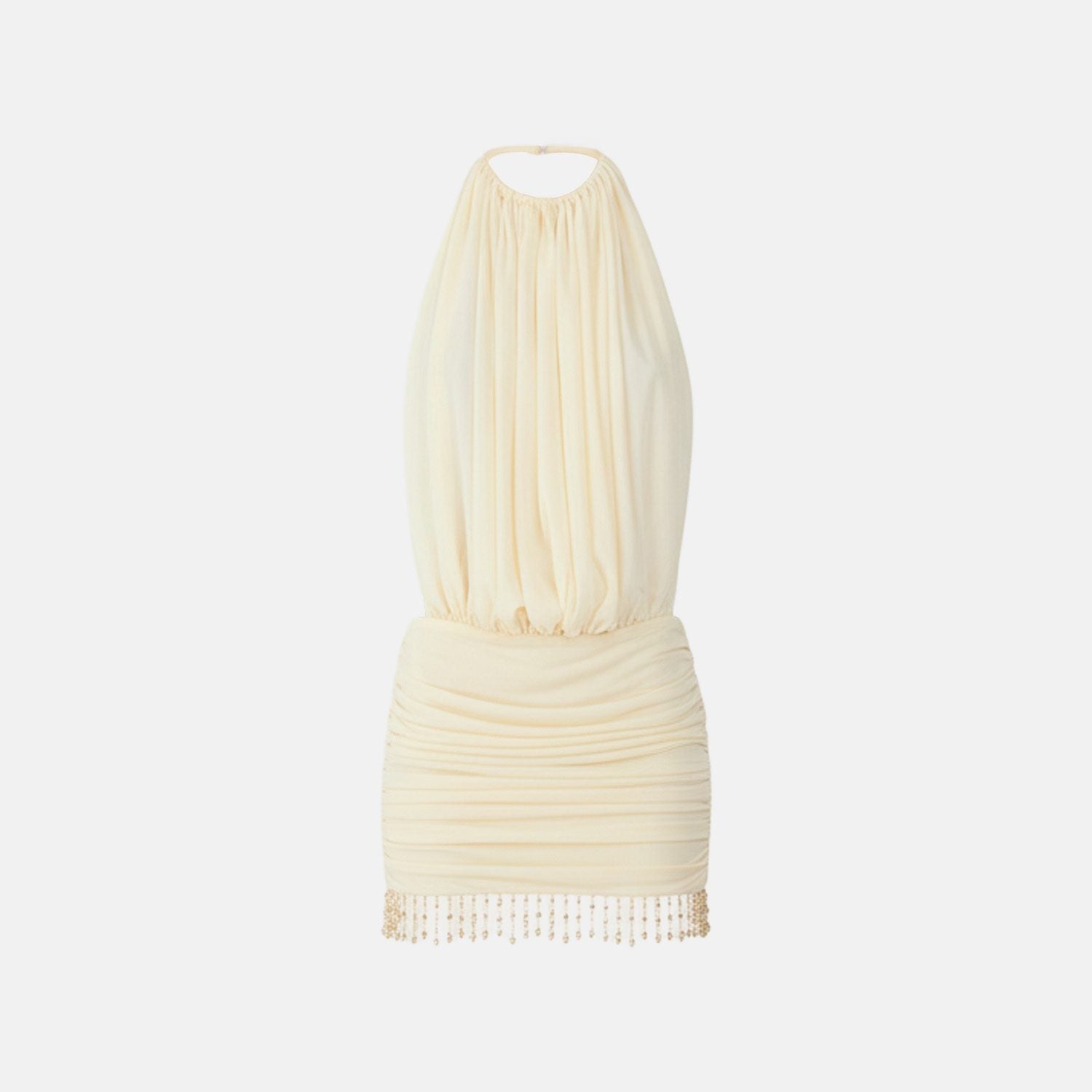 Pegasis Pearl-Fringe Halter Mini Dress