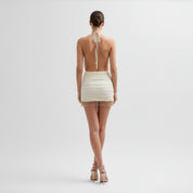 Pegasis Pearl-Fringe Halter Mini Dress