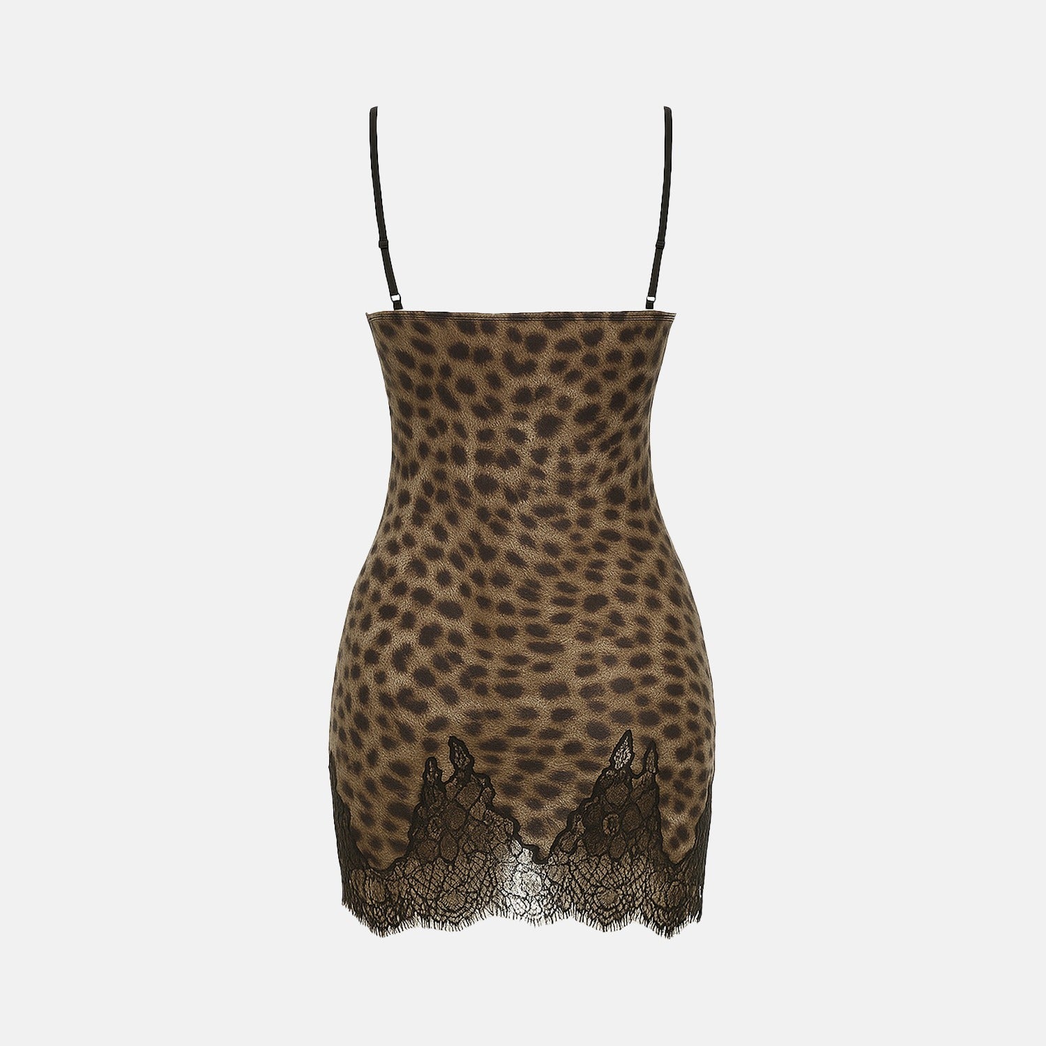 Dirtini Animal Print Lace-Trim Mini Dress